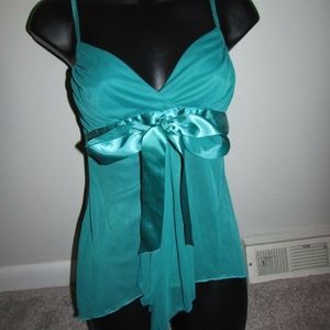 HOT KISS GREEN SHEER SPAGHETTI STRAPS TANK TOP JRS